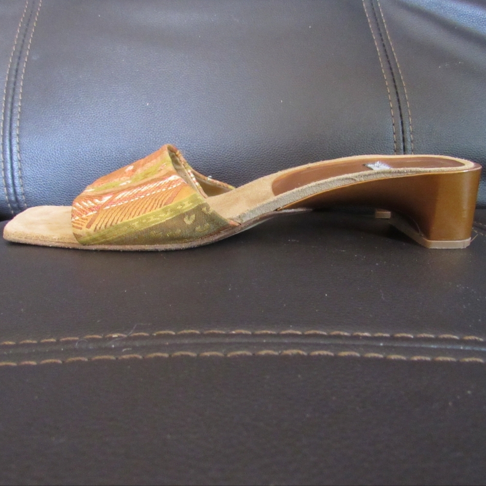 Y2k Stuart Weitzman Open Toe Fabric Mules Size 8 … - image 7
